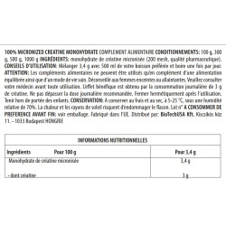 info Nutritionelle Creatine Monohydrate BIOTECH USA